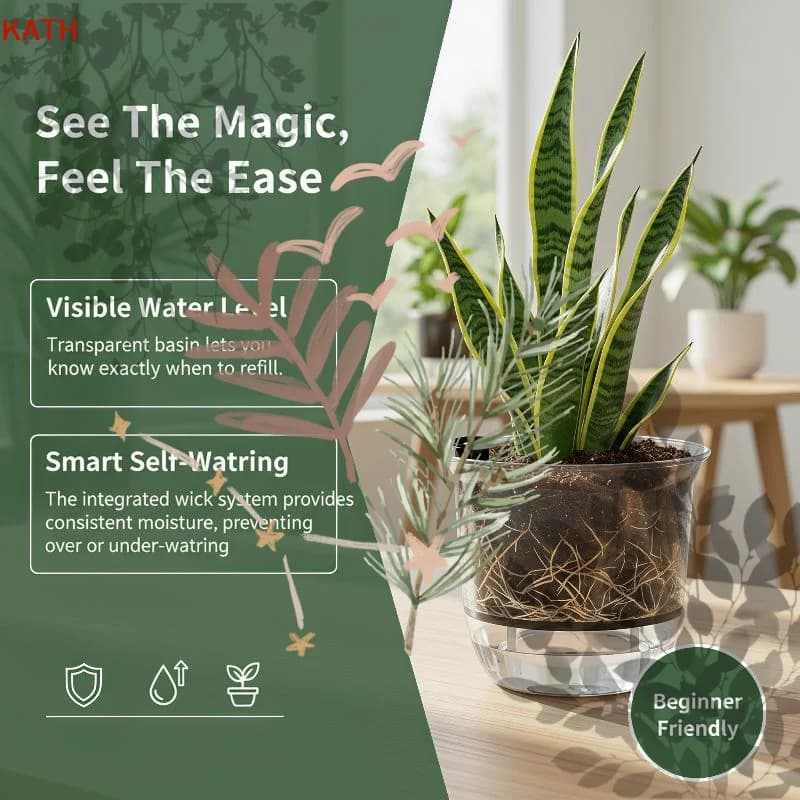 Self-Watering Indoor Plant Pot with Reservoir