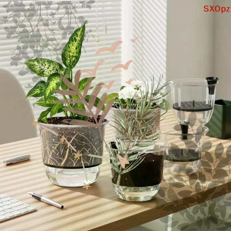 Self-Watering Clear Plastic Plant Pot