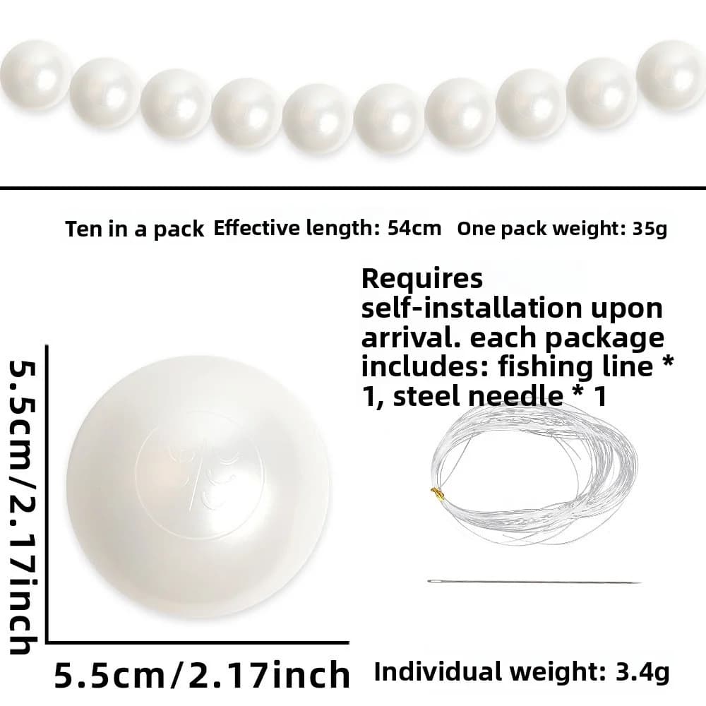 Wedding Backdrop Wall Decor - Faux Large Pearl - DIY Beaded Garland White Ball Pendant & Figurine