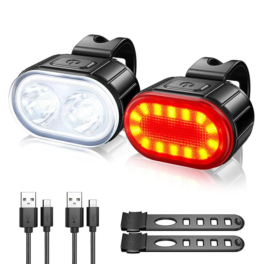 Cycling Bicycle USB Rechargeable LED Light Set
