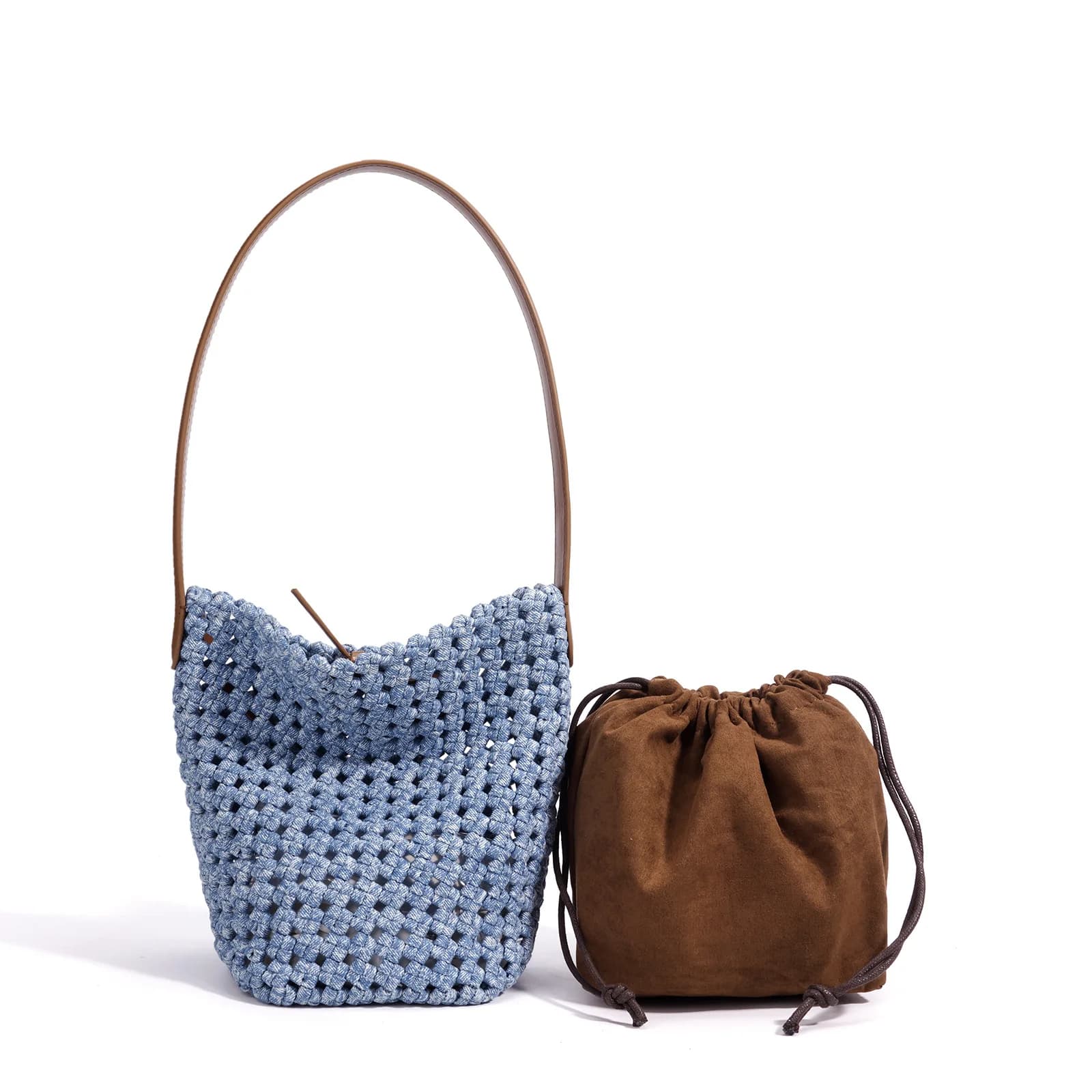 Women's Handwoven Hollow-Out Bucket Bag with Large Capacity Urban Daily Commute Versatile Minimalist