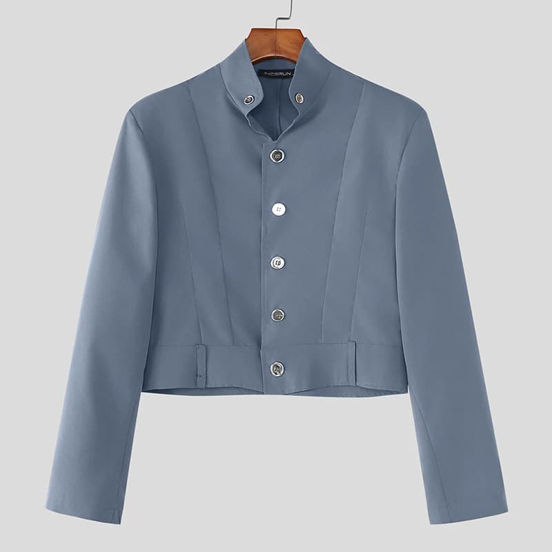 Men's Solid Color Stand Collar Blazer