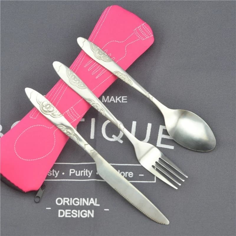 Stainless Steel Travel Cutlery Set with Pouch