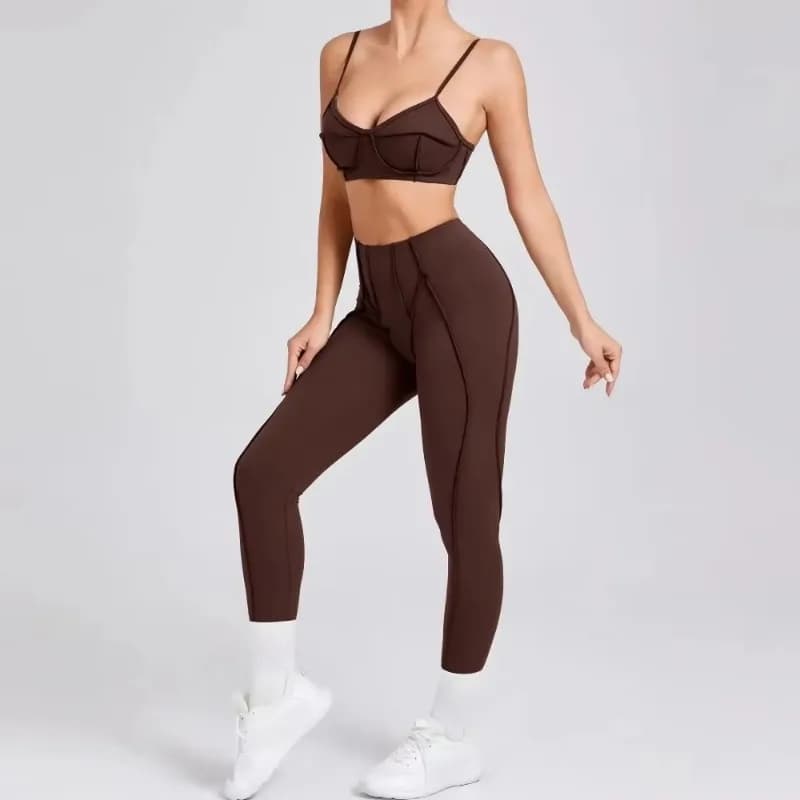 High Waist Leggings and Open Back Sports Bra Set