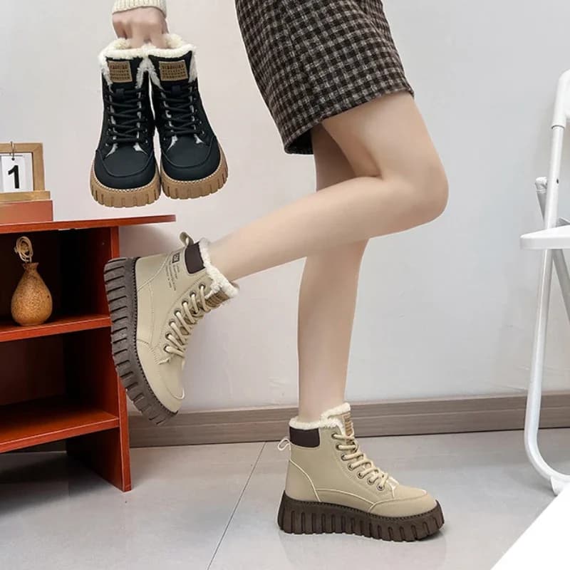 Platform Winter Ankle Boots with Fur Lining