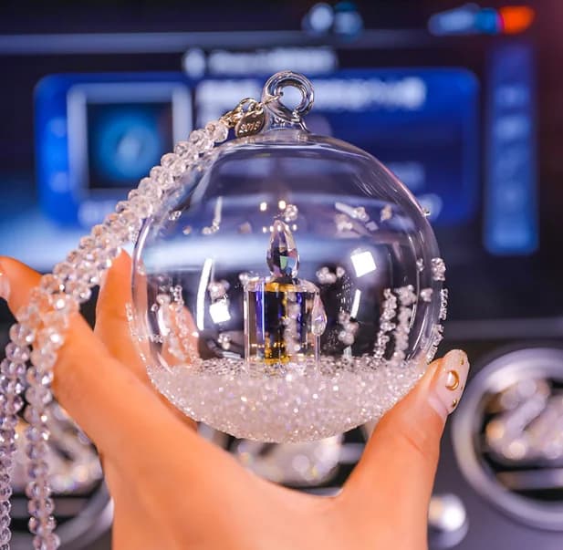 Crystal Glass Ball Ornament with Ribbon Hanger