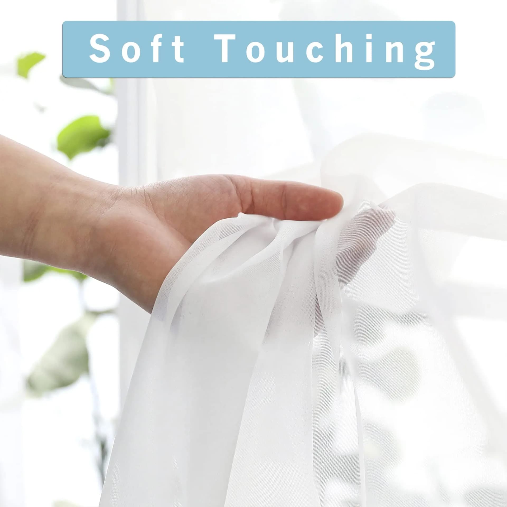 Sheer White Curtains, 2 Panels