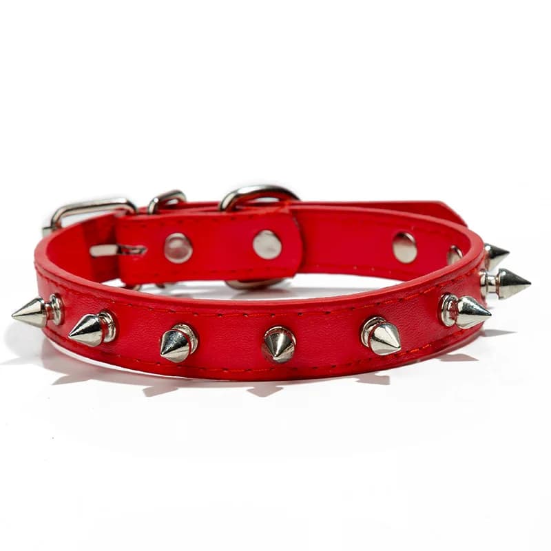 Adjustable PU Leather Spiked Dog Collar