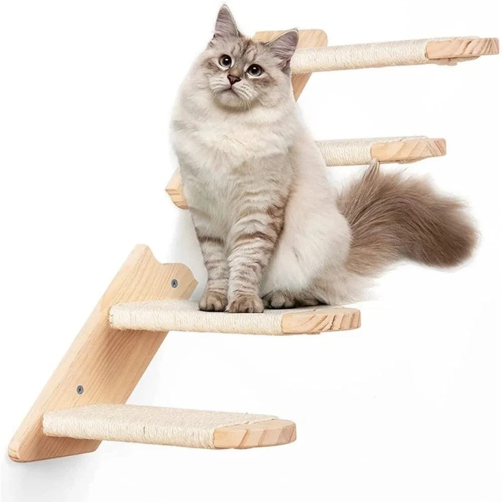 Wooden Cat Climbing Shelf with Sisal Rope