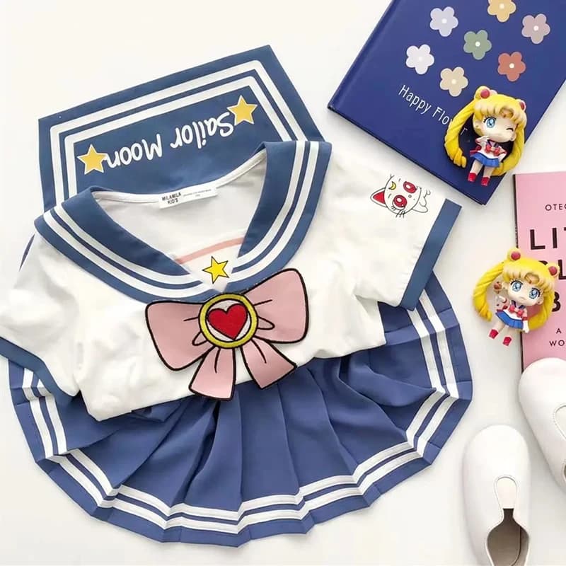 Girls Sailor Moon Cosplay Costume Set With Skirt