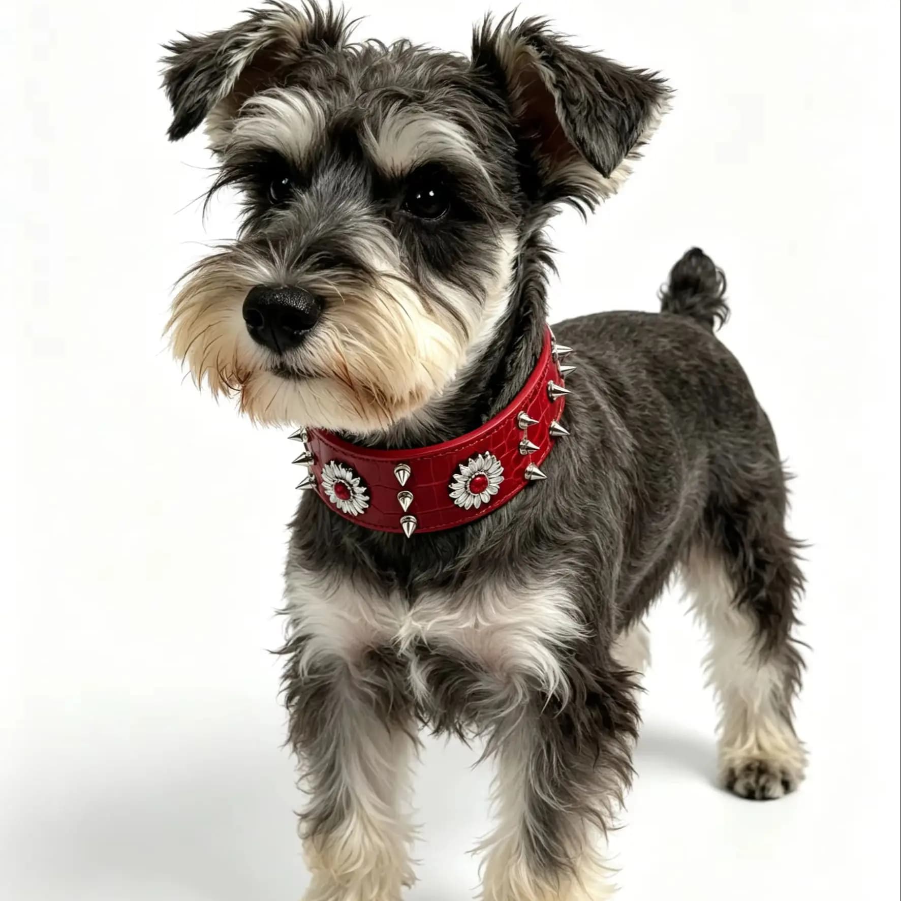 1 piece of dog collar with rivets, red, fashionable, cool, street punk style, suitable for daily outings and play