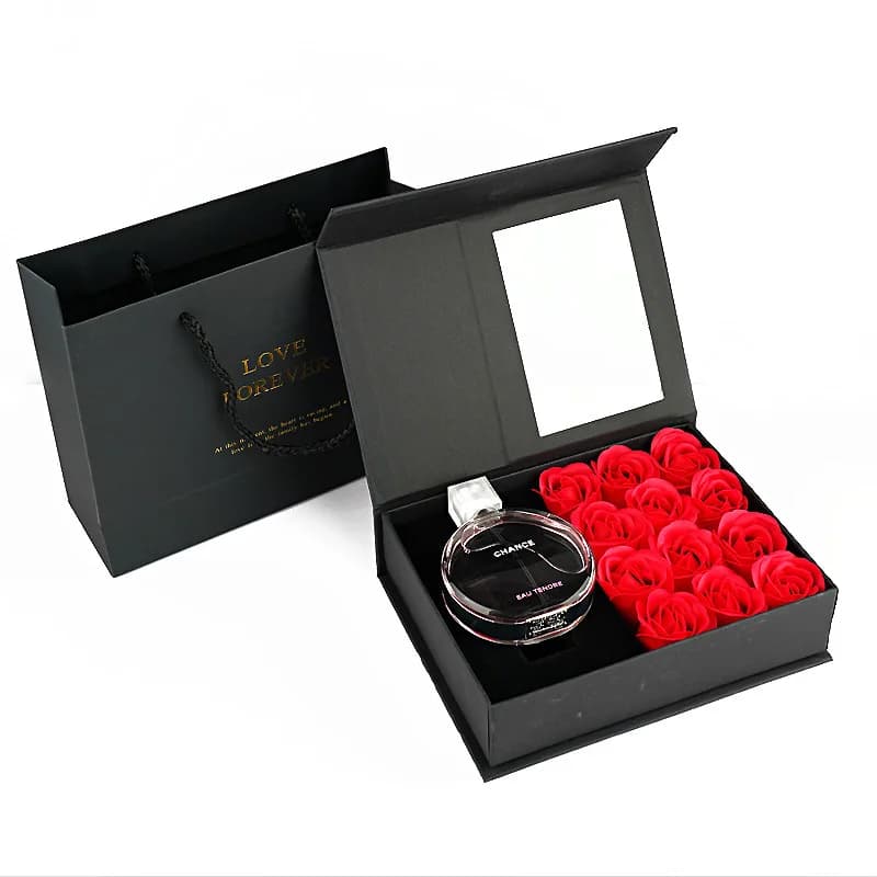 12 Rose Flowers Valentine'S Day Gift Box Soap Flower Necklace Jewelry Party Wedding Bridal Shower Bachelorette Party Gift Box