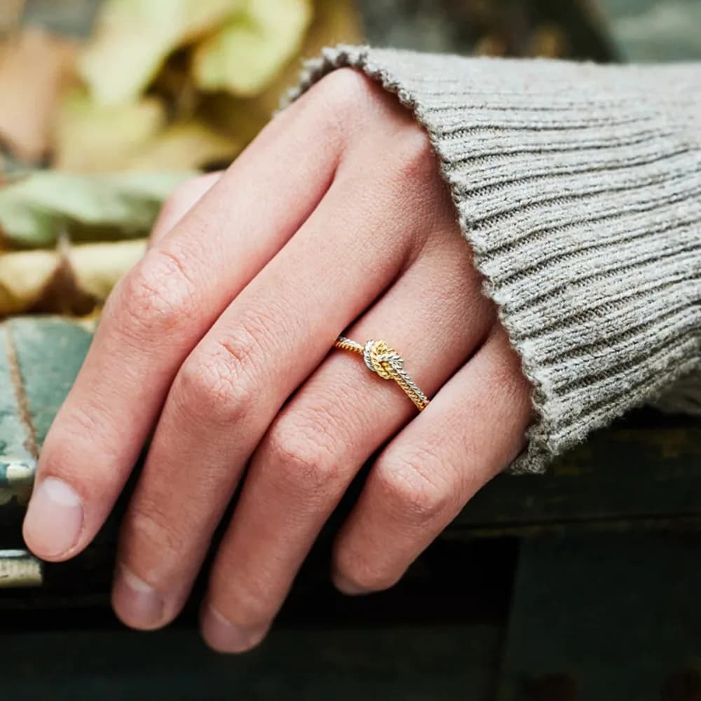 Two-Tone Twisted Knotted Stainless Steel Ring
