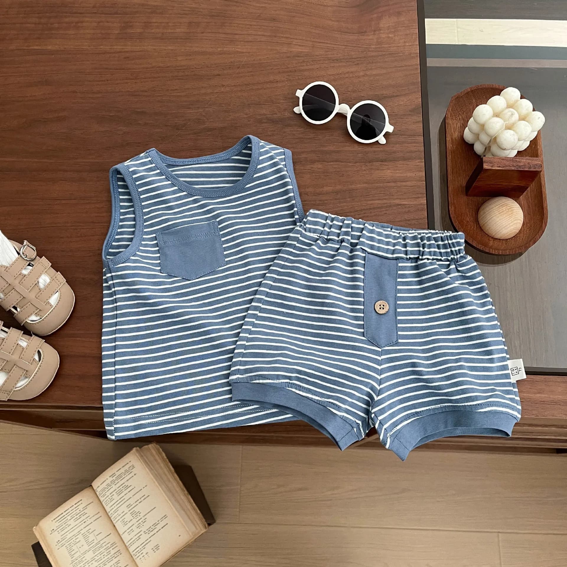 Kids Striped Two Piece Summer Outfit Set