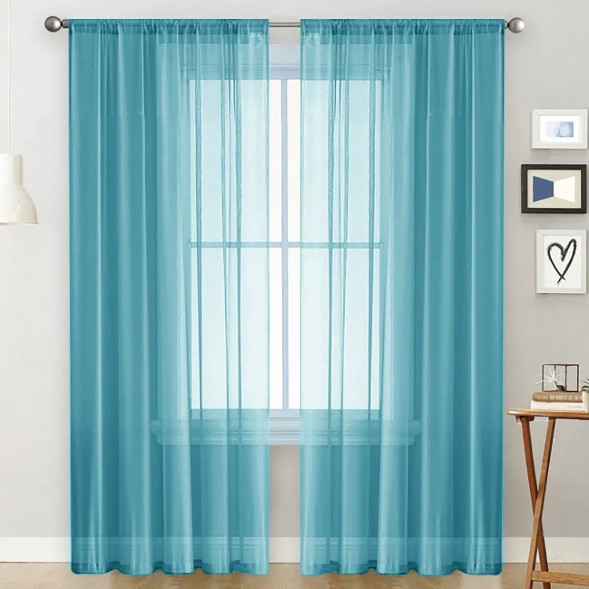 Sheer White Curtains, 2 Panels