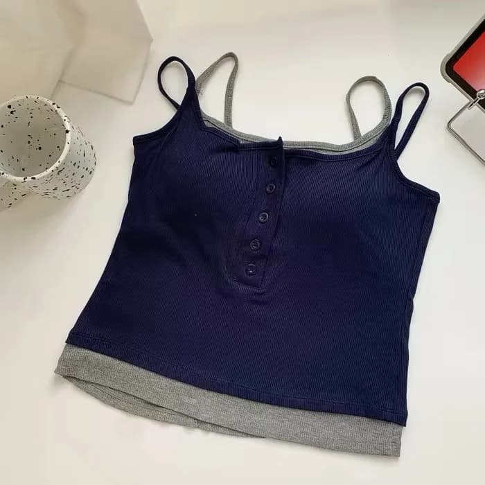 Yoga Tank Top, One-piece Mock Two-piece Sports Tank Top With Push-up Bra Pads, Breathable Quick-Drying Workout Fitness Wear