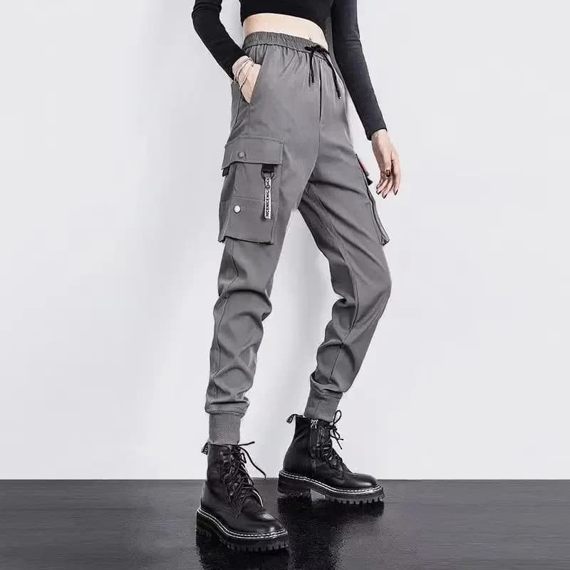Black Elastic Ankle Sports Pants for Women