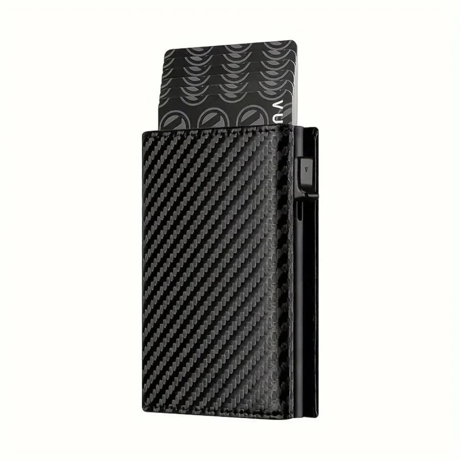 Men's Wallet with Zipper Coin Purse Automatic Pop-up Metal Credit Card Holder Minimalist RFID Blocking Business Card Wallet Idea