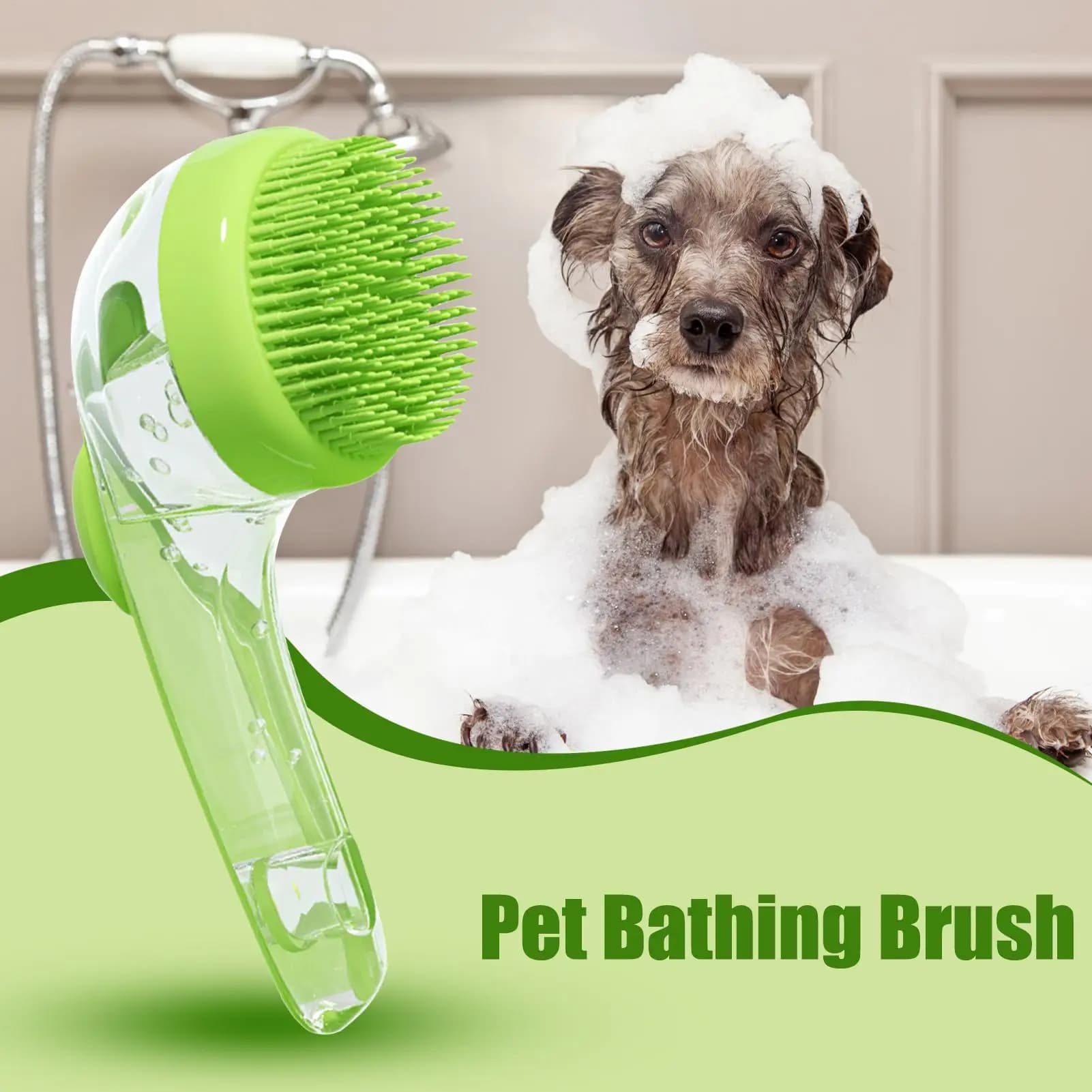Dog Shampoo Brush with Soap Dispenser