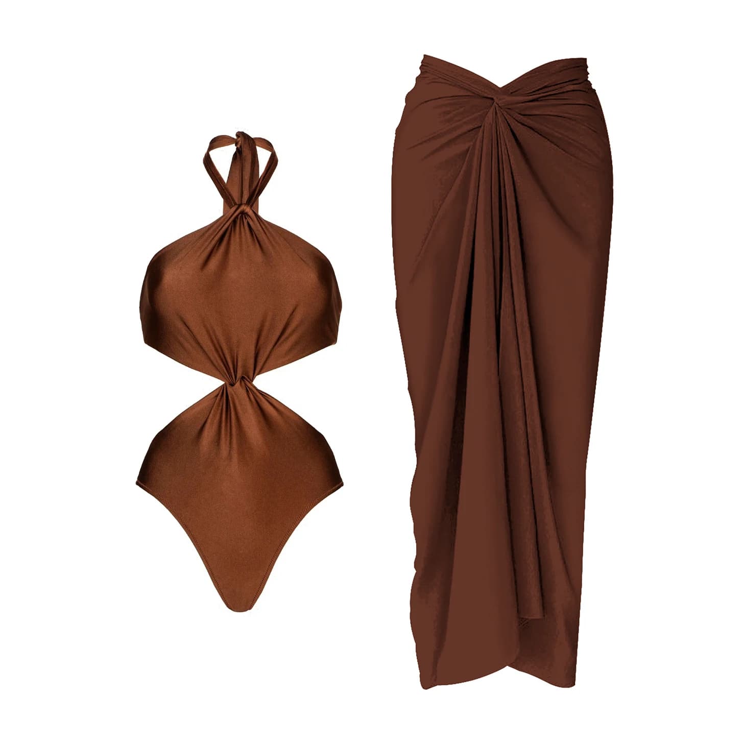 Hollow Shiny Shell Bikini With Cover Up