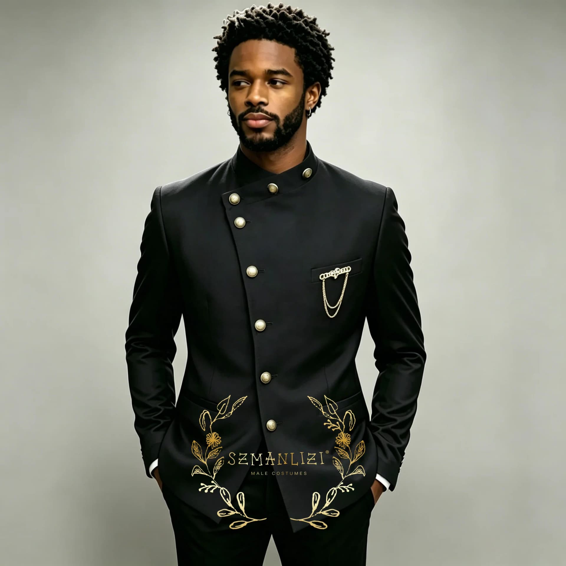 Navy Double Breasted Slim Fit Formal Suit
