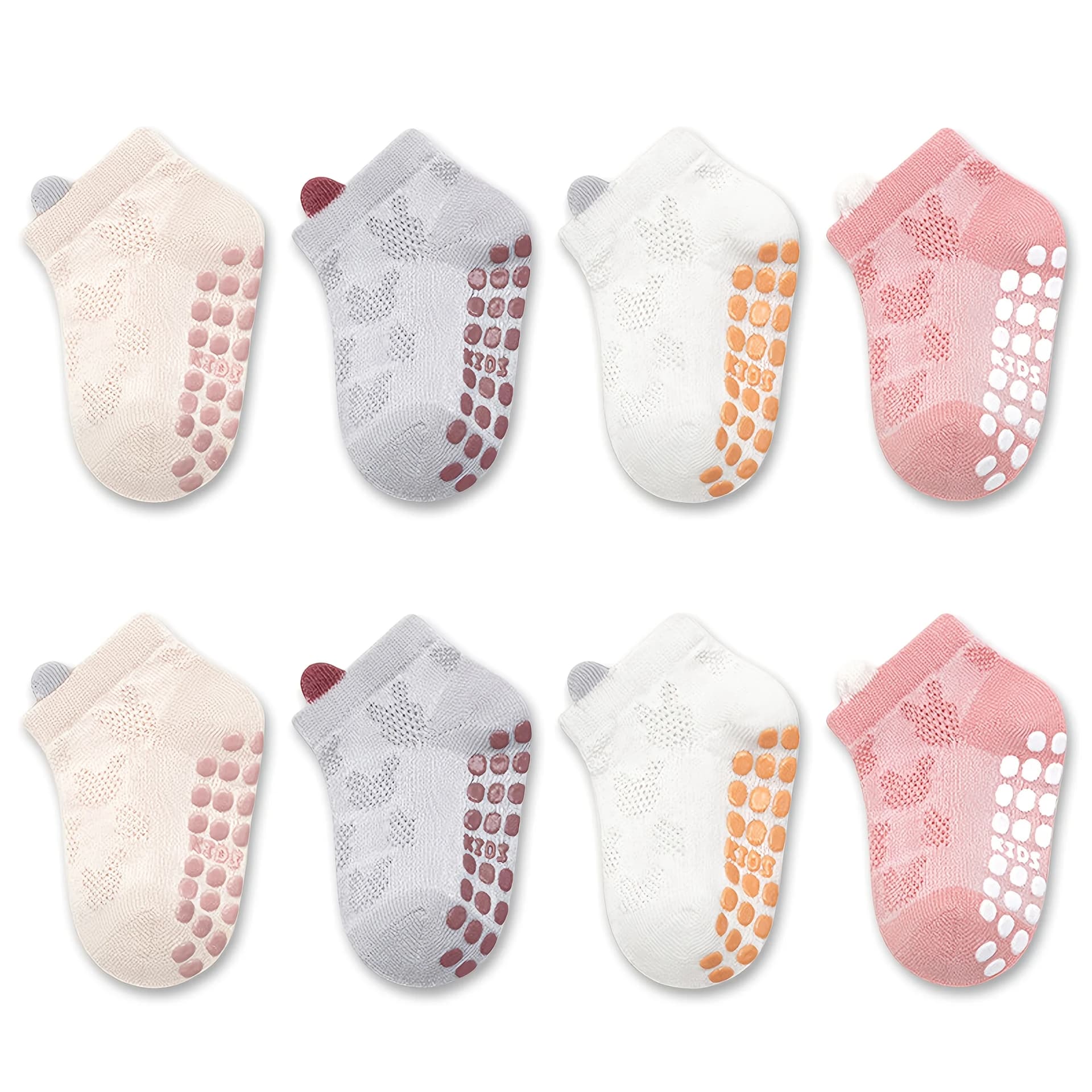 Baby Floor Socks with Non-Slip Grip, 8-Pack