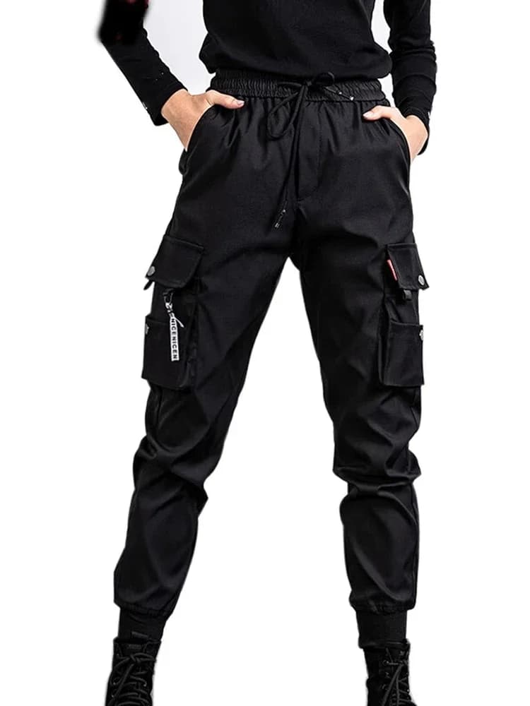 Black Elastic Ankle Sports Pants for Women