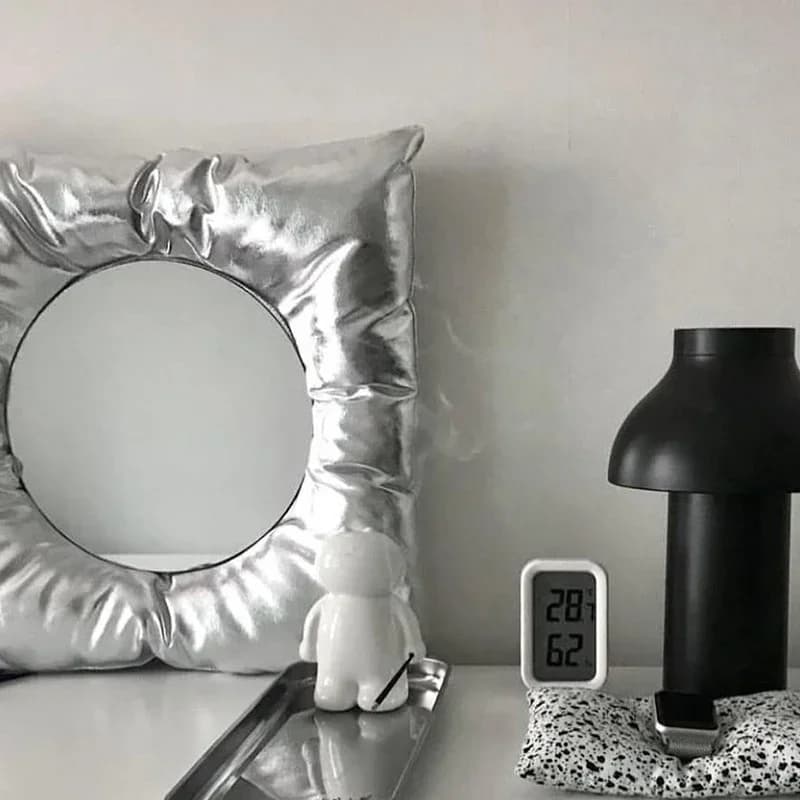 Square Silver Pillow Wall Mirror