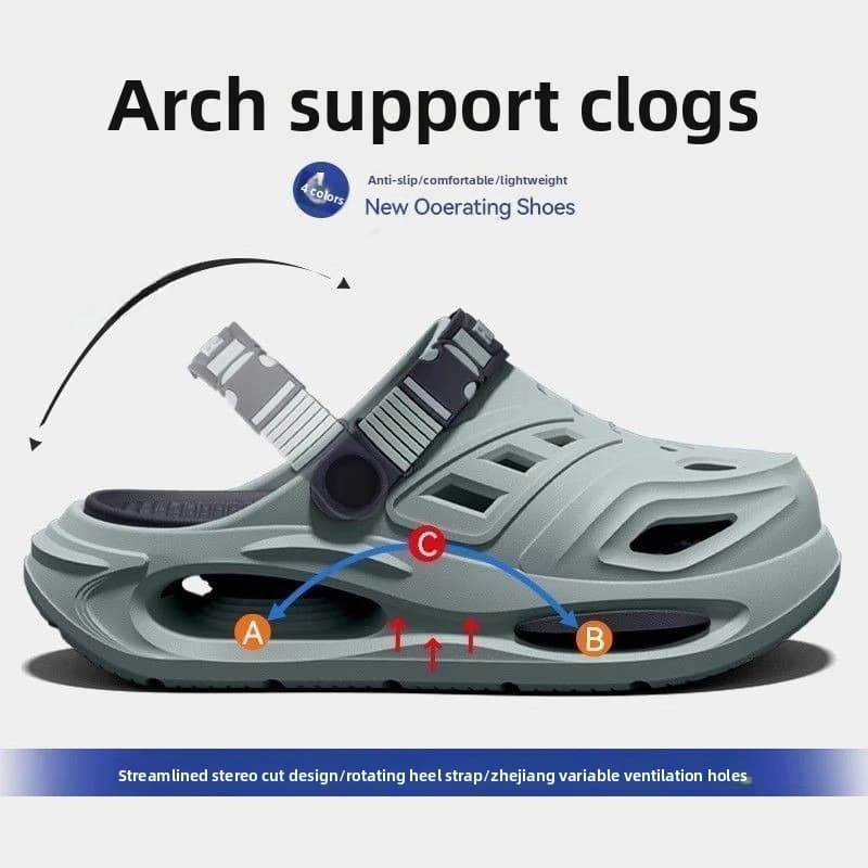Arch Support, Anti Slip, Soft Sole, Wear-Resistant Cool Slippers for Wearing, Thick Sole Breathable Odor Proof Summer Hole Shoes
