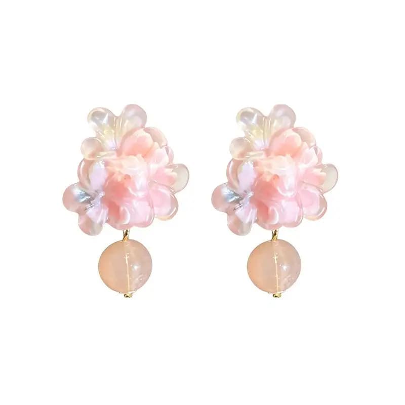 Floral Drop Earrings with Resin Pendant