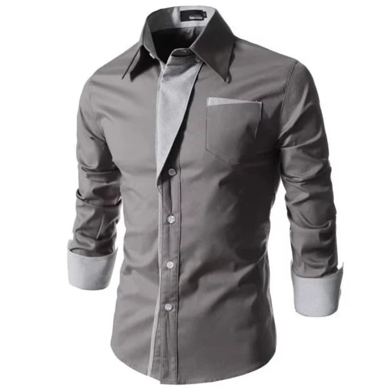 Men's Slim-Fit Long Sleeve Business Shirt