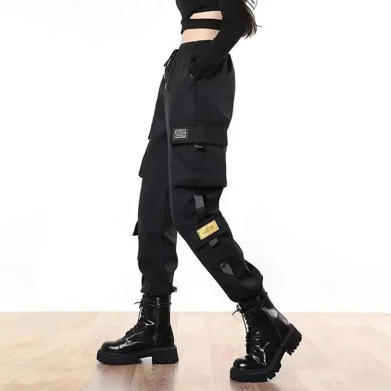 Black Elastic Ankle Sports Pants for Women