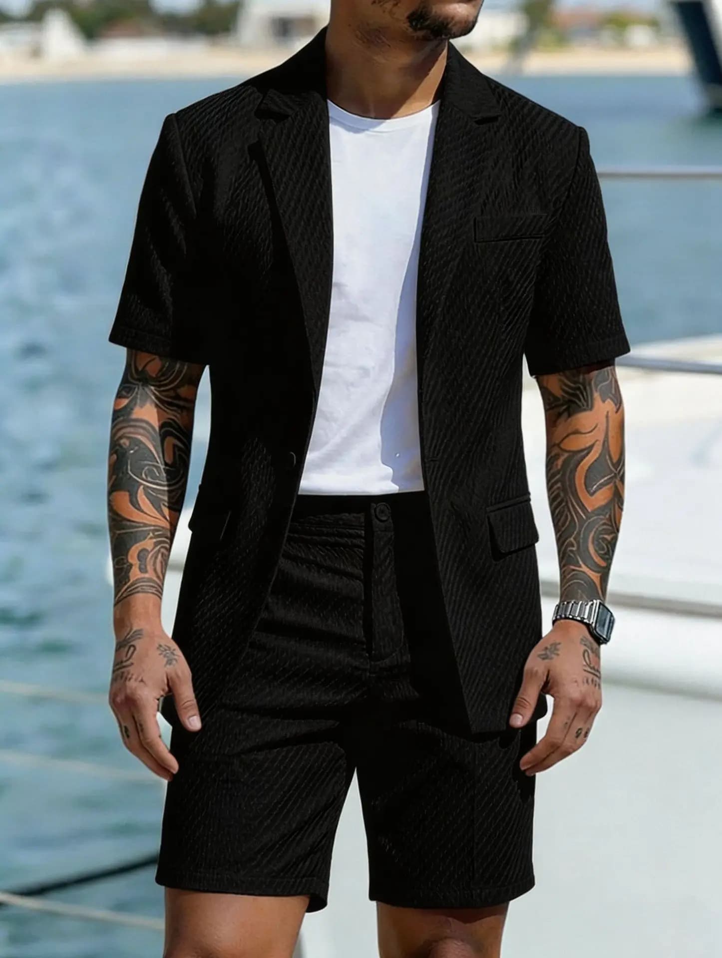 Men's Slim Light Business Short Sleeve Suit