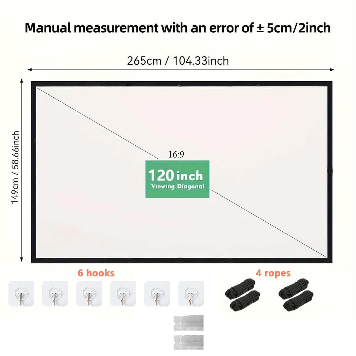 Portable Foldable Projector Screen 72-150 Inch