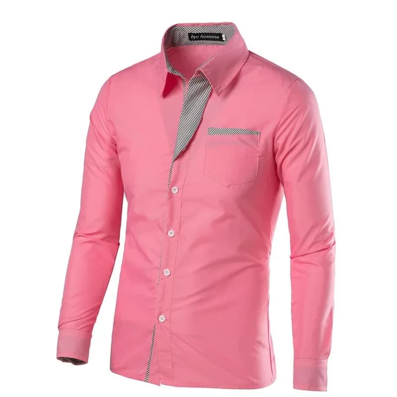 Men's Slim-Fit Long Sleeve Business Shirt