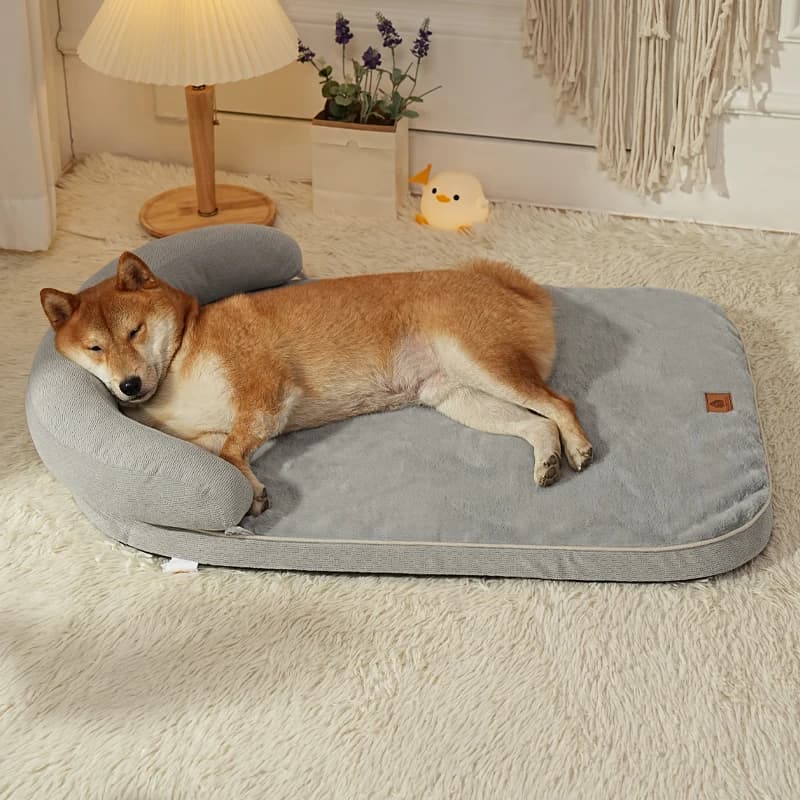 Sofa Dog Bed With Pillow Support Bolster