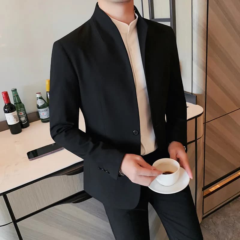 Men's Slim Fit Stand Collar Blazer