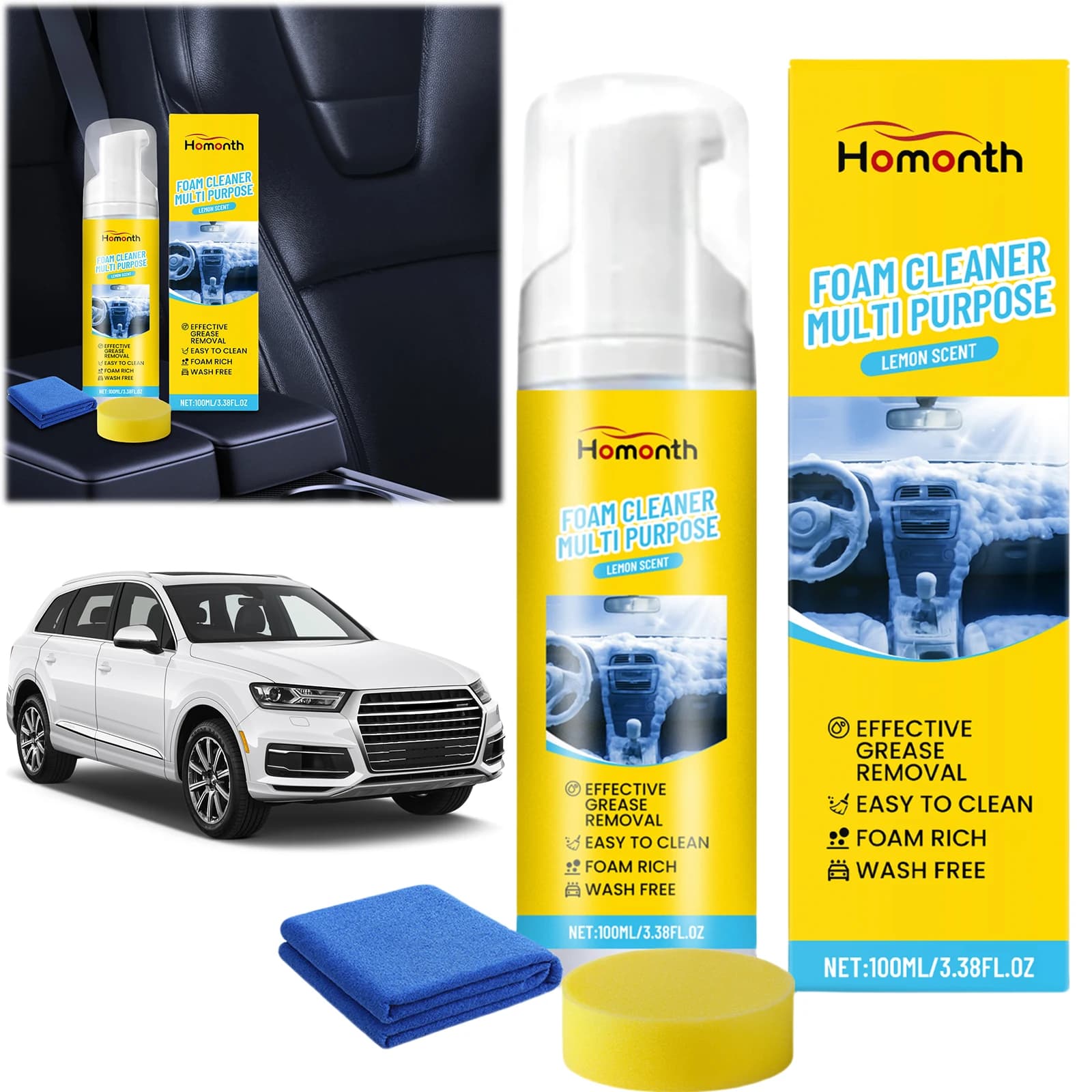 Auto Interior Leather Detailer Car Upholstery Cleaner Leather Car Seat Cleaner for Seats Dashboards & Consoles