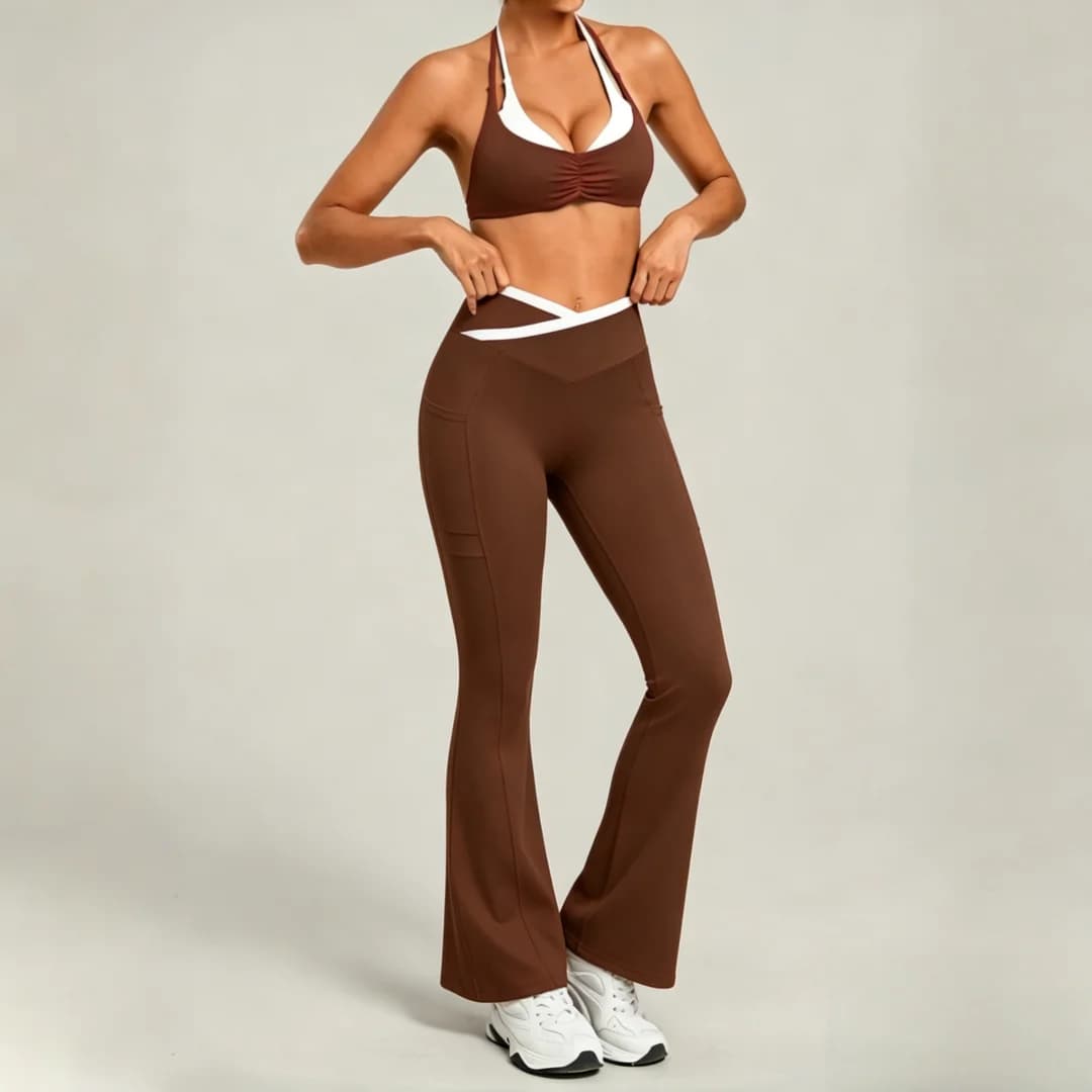 Women's Backless Halter Yoga Set