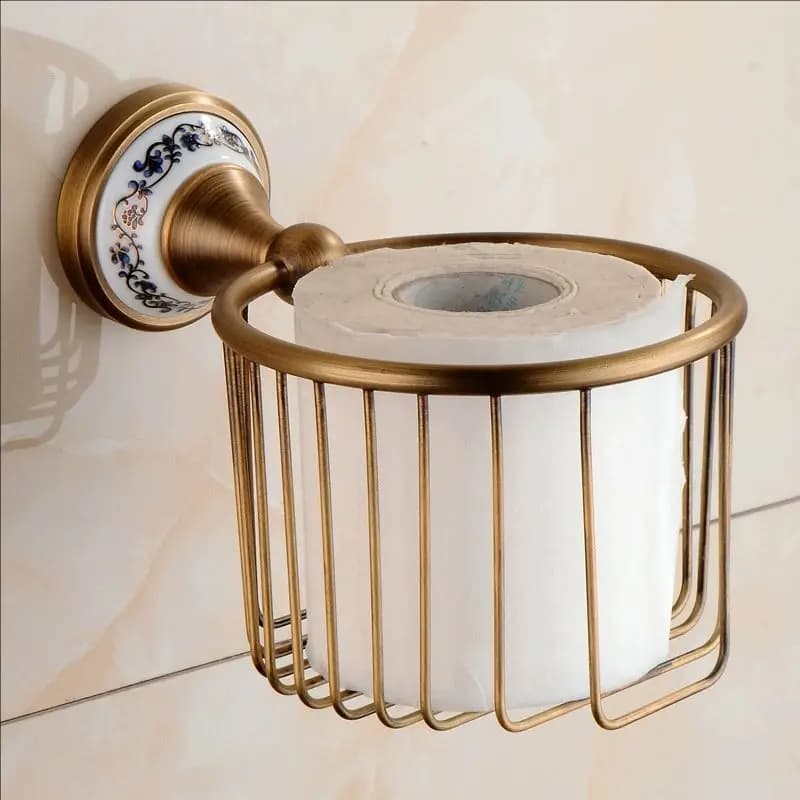 Antique Blue White Porcelain Toilet Brush Holder