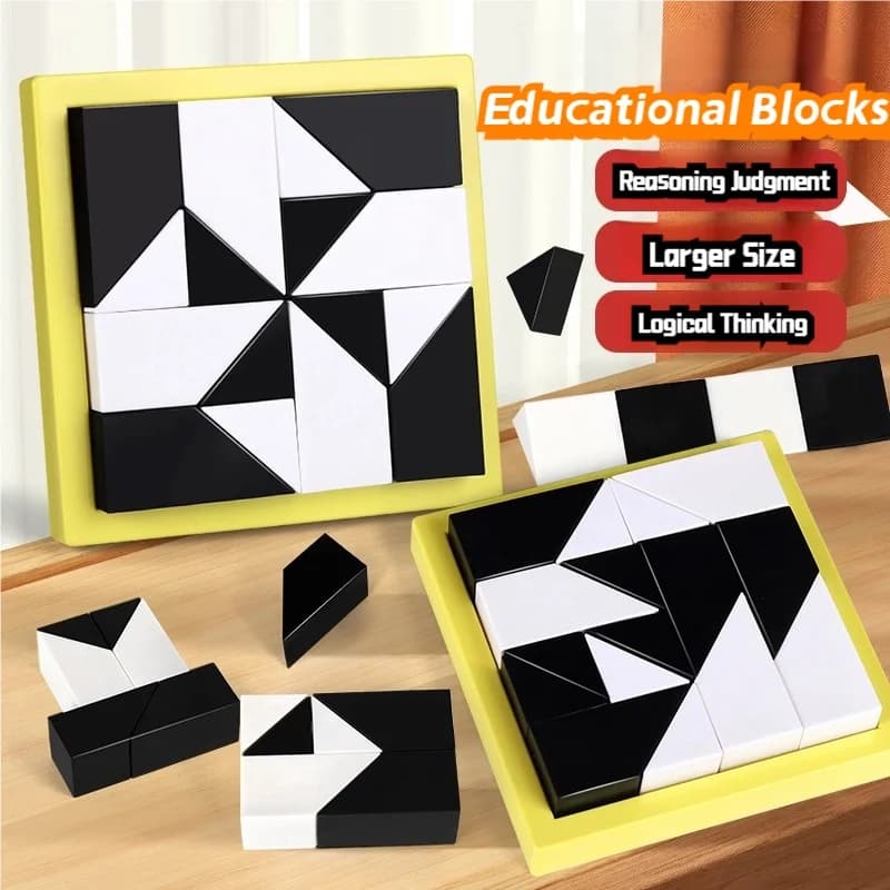 Black and White Building Block Puzzles