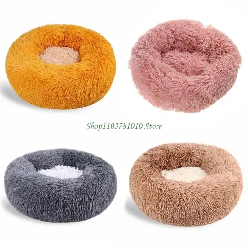 Round Plush Pet Bed for Small Dogs and Cats