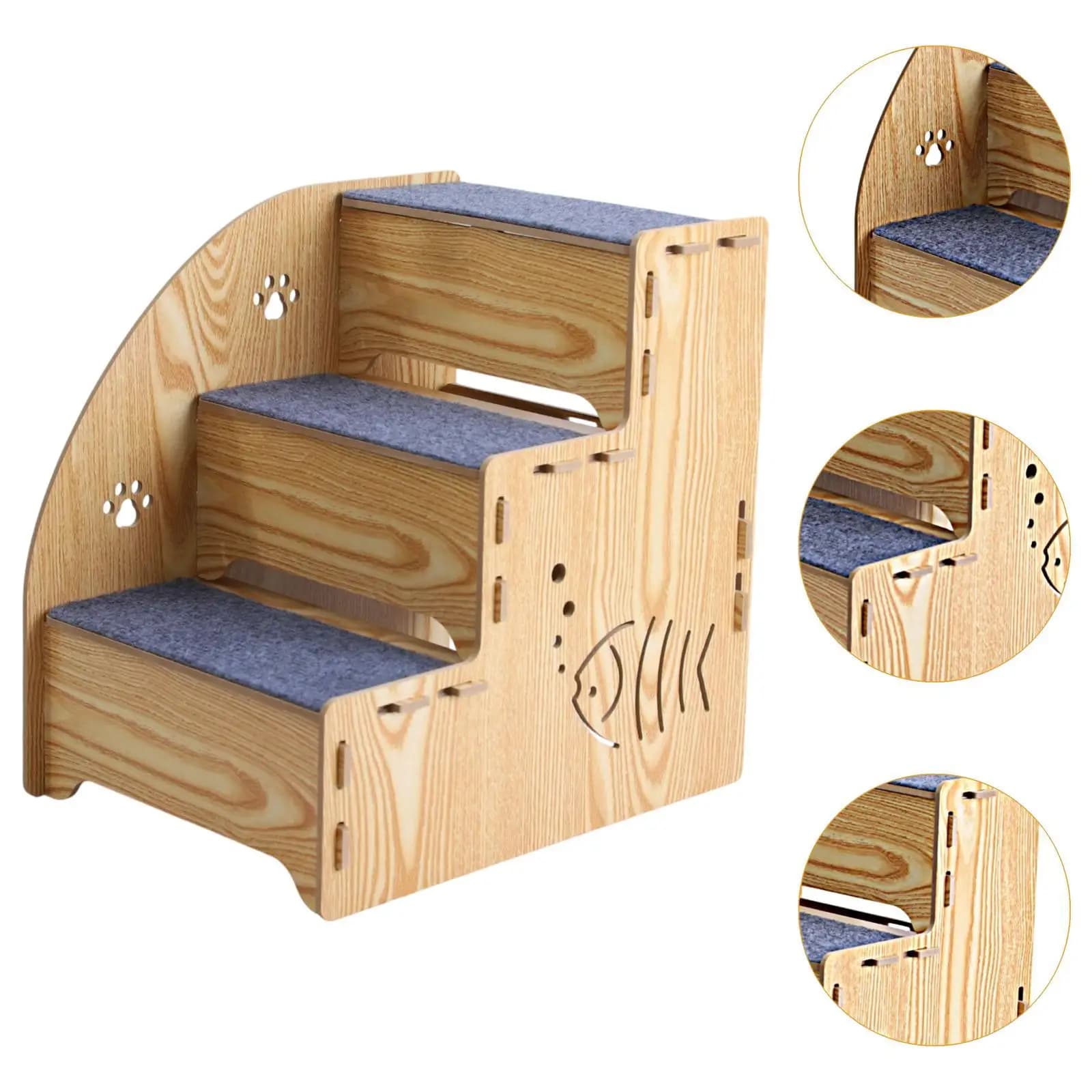 Wood Pet Stair Ladder 3-Step