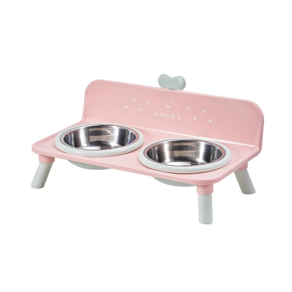 Elevated Stainless Steel Double Pet Bowl with Splash Guard