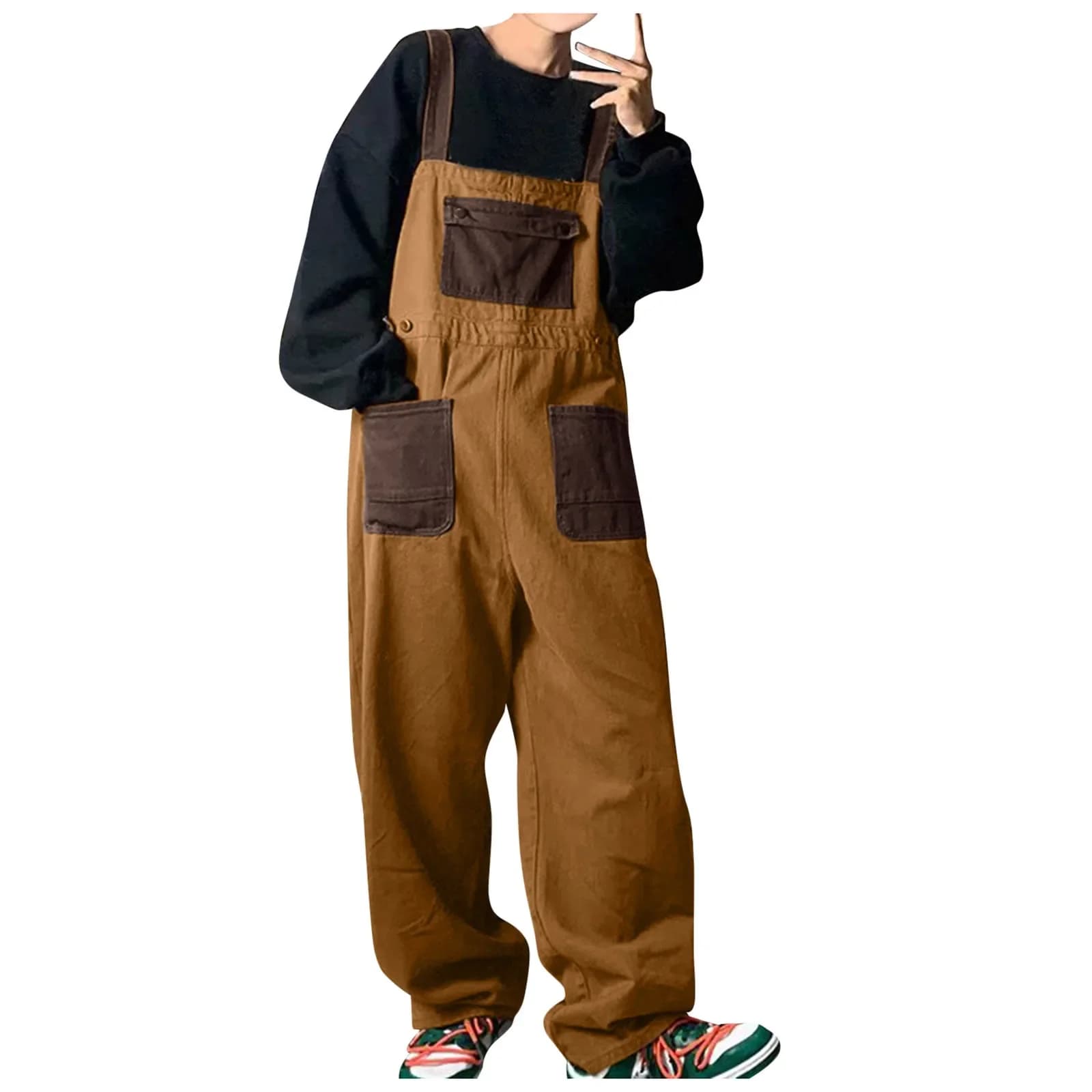 Unisex Loose-Fit Work Overalls Cargo Pants