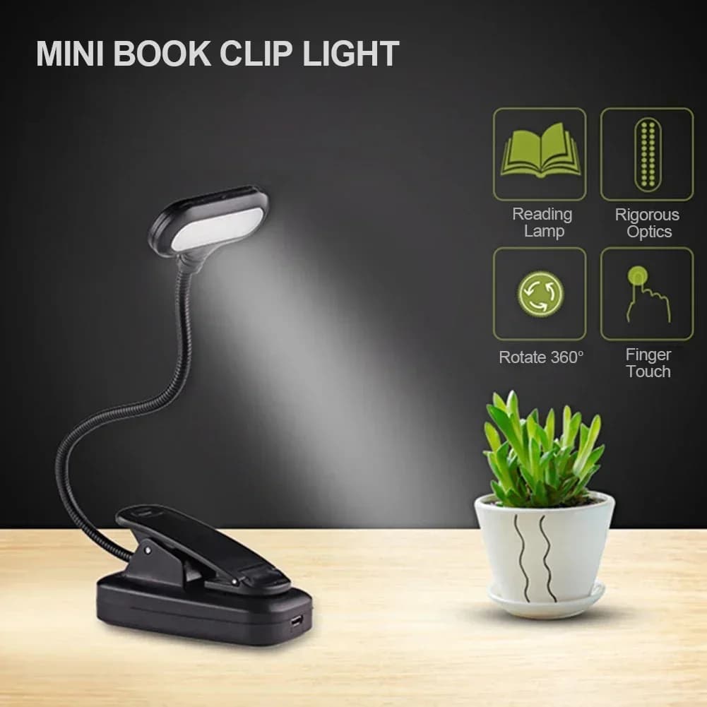 LED Clip Reading Light with Flexible Neck