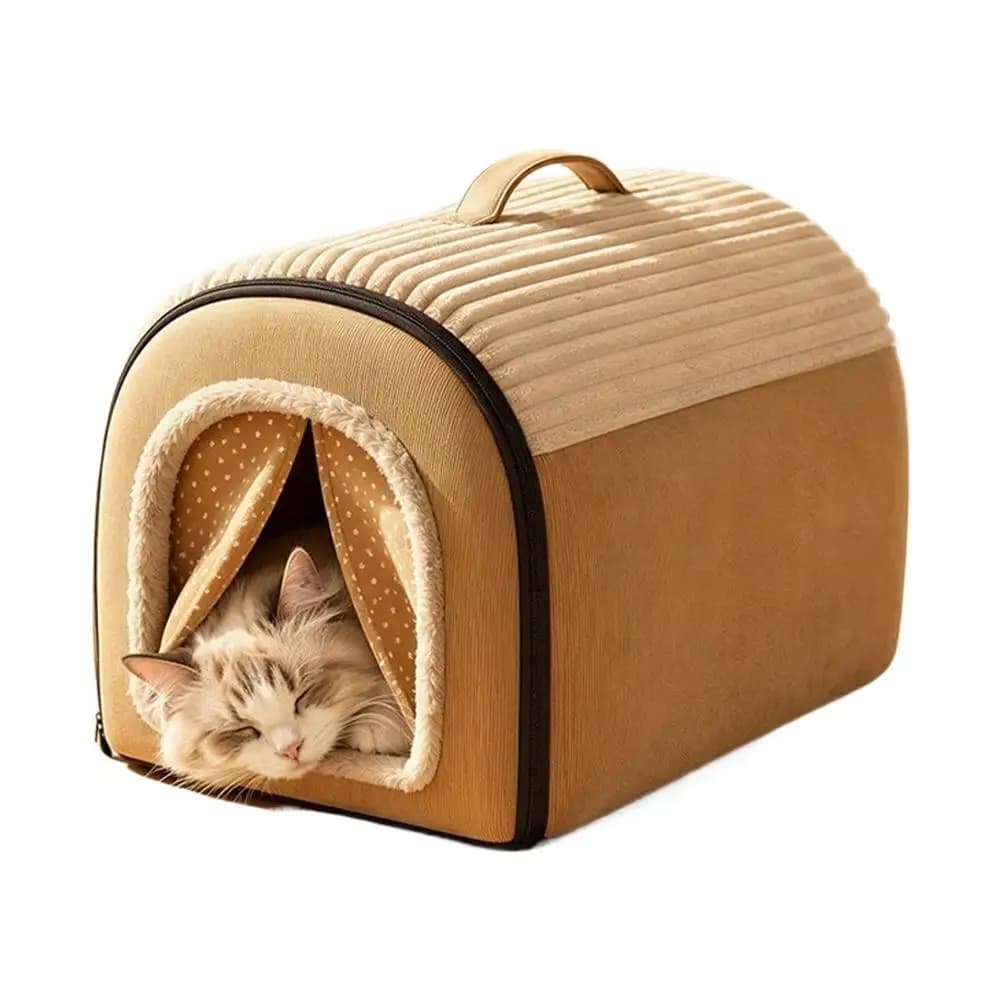 Foldable Pet House Bed with Removable Cushion