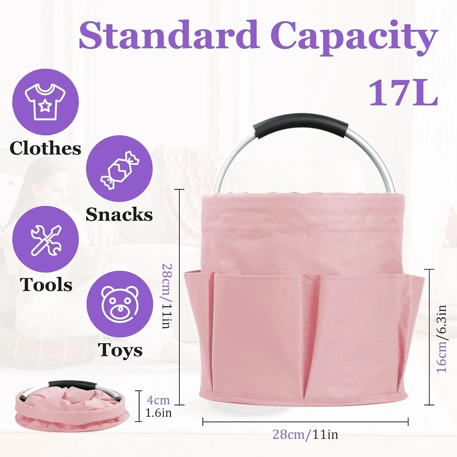17L Foldable Cleaning Caddy with Handle