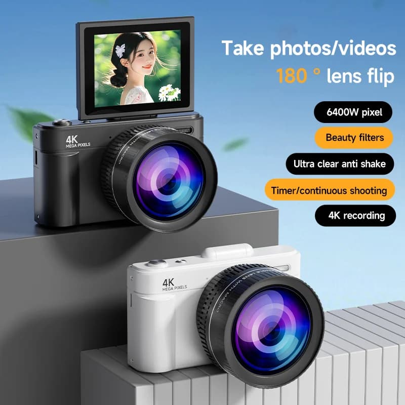 Compact 4K Digital Camera 64MP with 18x Zoom