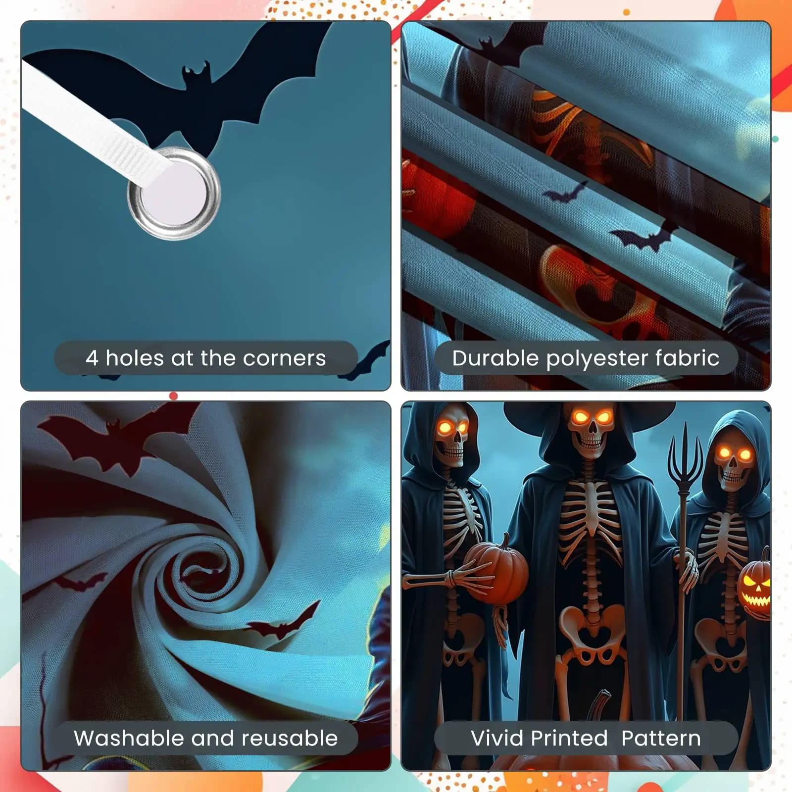 Halloween Skeleton Jack O Lantern Door Cover